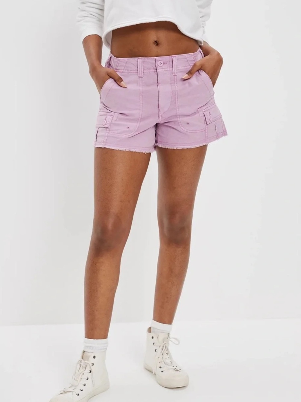 American Eagle Outfitters Utility 90’s Boyfriend Cargo Shorts Purple Size 4